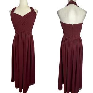 Bill Levkoff Halter Style  Backless Gown Maxi Dress Wine Burgundy Size 8